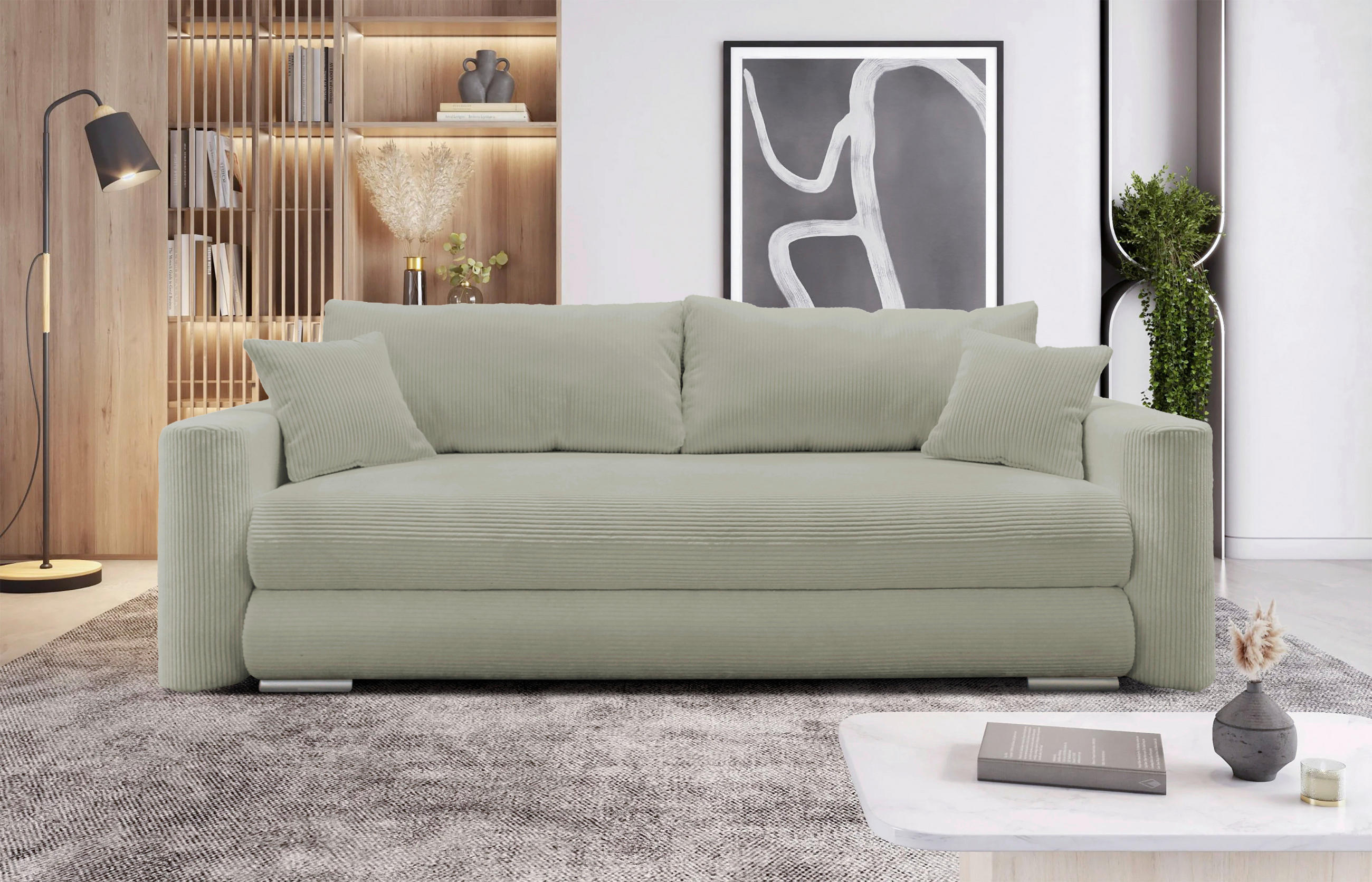 SCHLAFSOFA Cord Taupe  - Taupe/Silberfarben, Design, Kunststoff/Textil (232/88/105cm) - MID.YOU