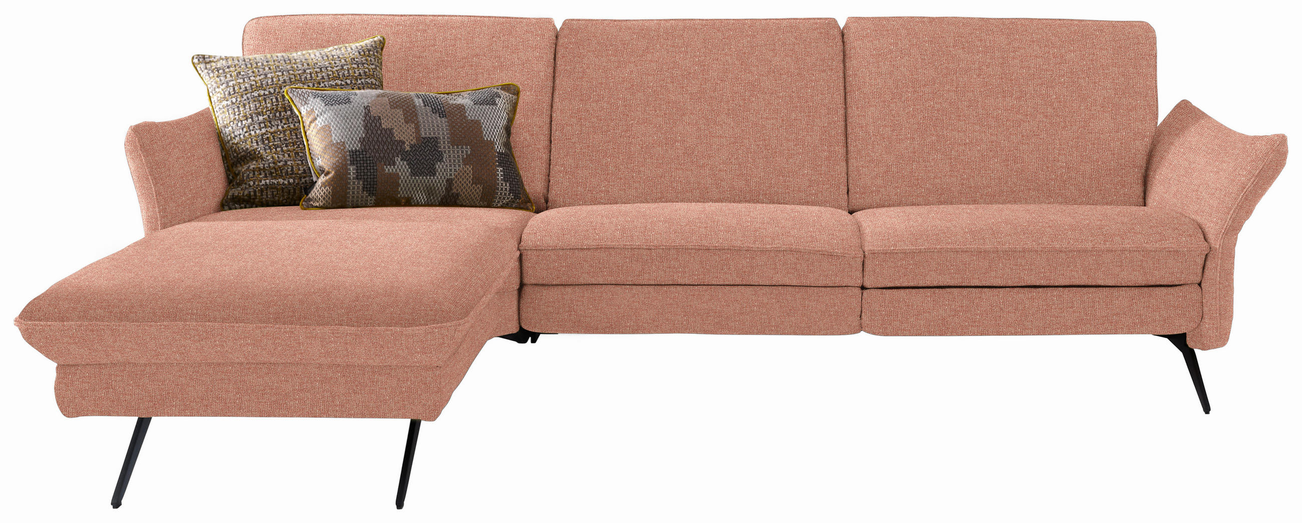 ECKSOFA in Mikrofaser Hellrot  - Hellrot/Anthrazit, Design, Textil/Metall (159/264cm) - Himolla Komfortklass