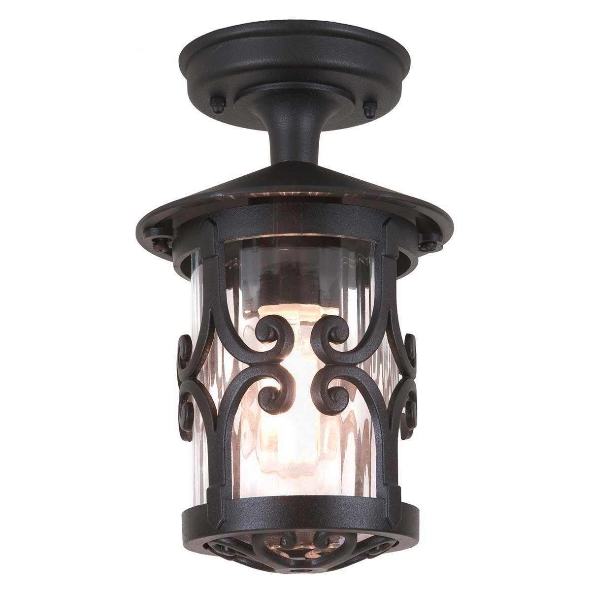 AUßENDECKENLEUCHTE Hereford 15/26 cm   - Schwarz, KONVENTIONELL, Glas/Metall (15/26cm) - Elstead Lighting