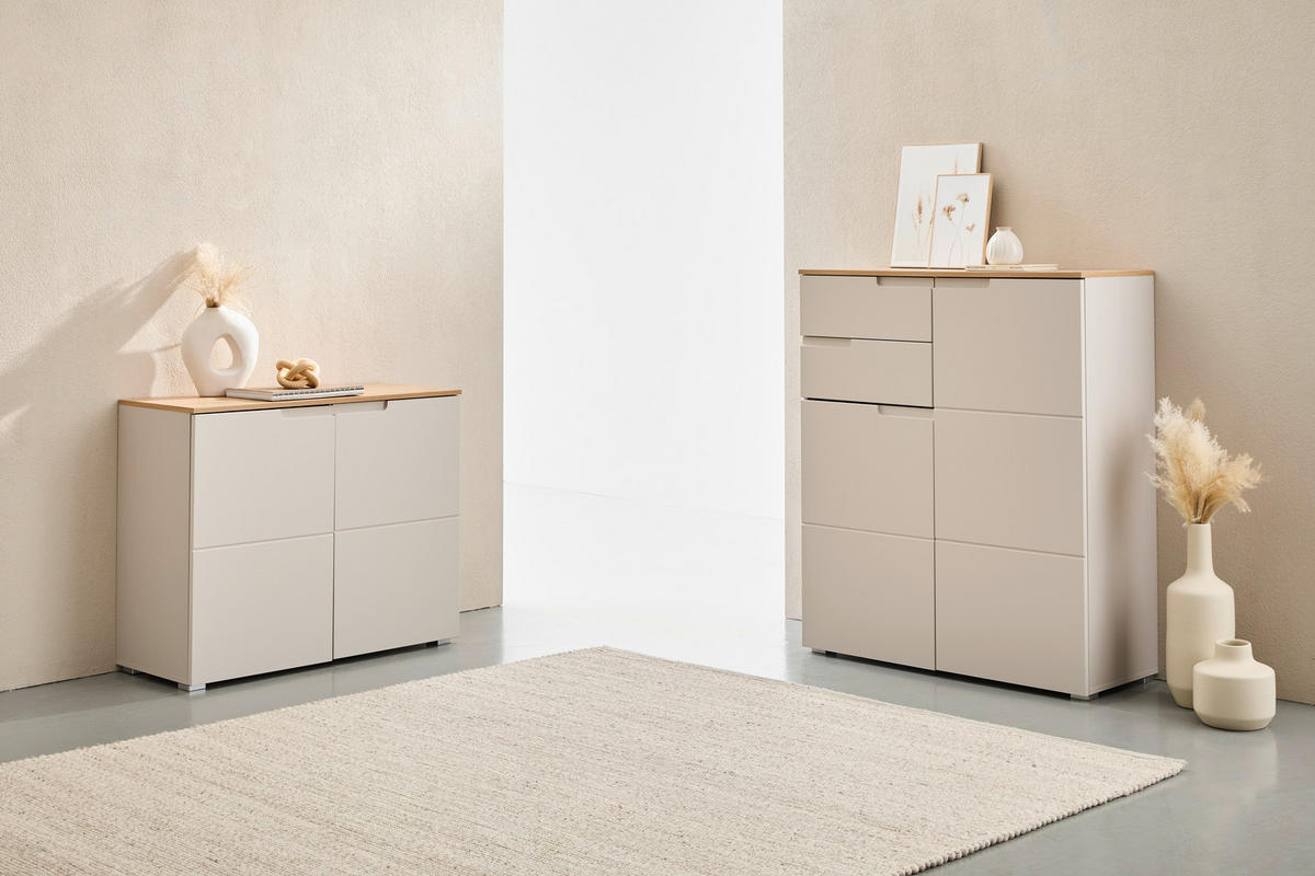 KOMMODE Swim, 100/80/40 cm,  - Kaschmir/Schwarz, Design, Holzwerkstoff/Kunststoff (100/80/40cm) - MID.YOU