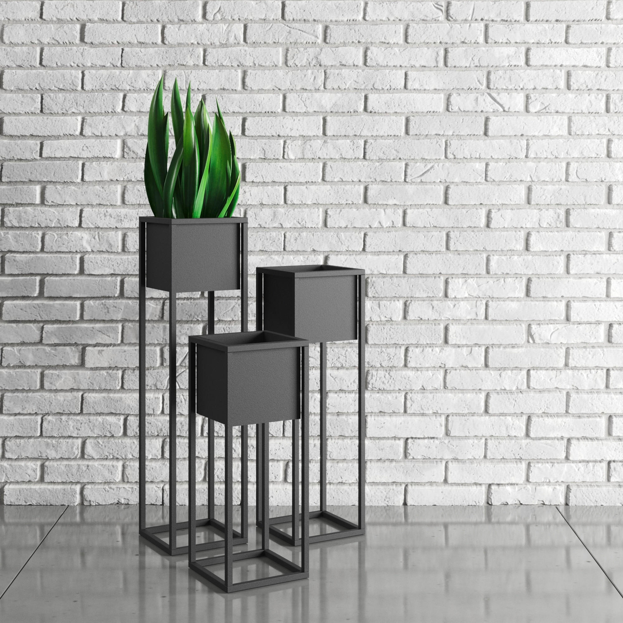 BLUMENSTÄNDER in Metall  - Schwarz, Basics, Metall (23/75/23cm)