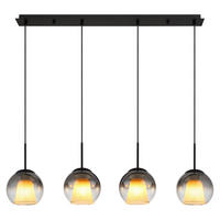 HÄNGELEUCHTE 100/18/120 cm  - Klar/Schwarz, Basics, Glas/Textil (100/18/120cm) - Globo