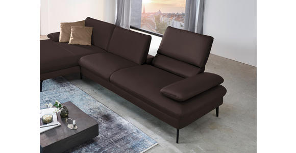 ECKSOFA in Echtleder Braun  - Schwarz/Braun, Design, Leder/Metall (157/325cm) - Dieter Knoll