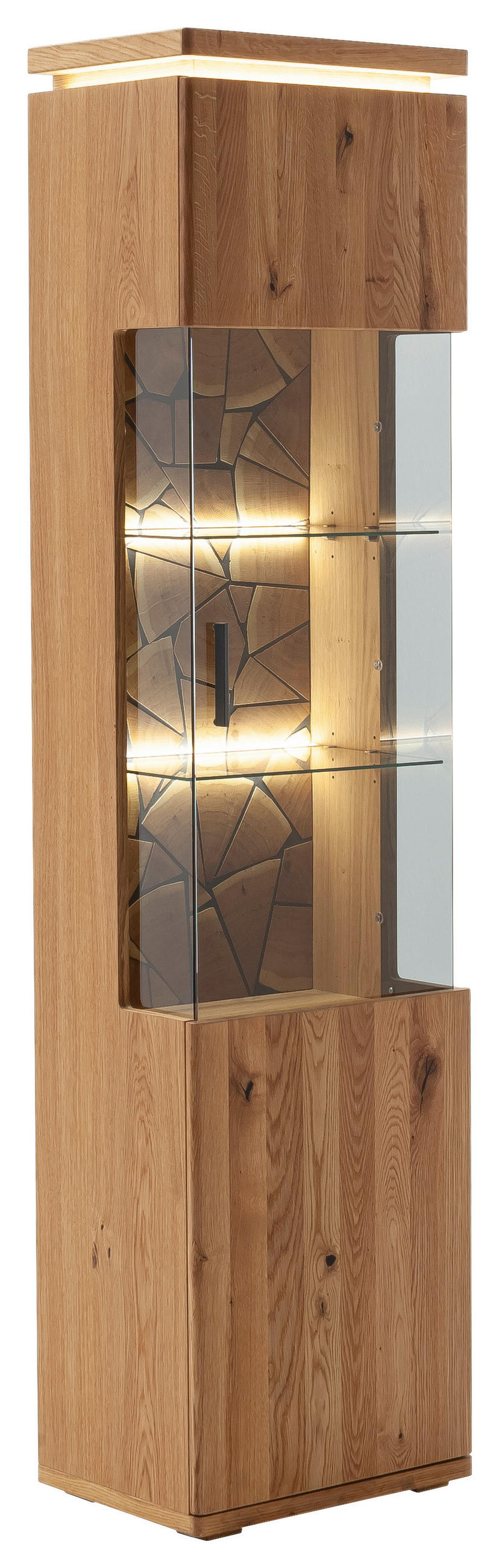 VITRINE Grau, Eichefarben  50/204/37 cm  - Eichefarben/Anthrazit, Natur, Glas/Holz (50/204/37cm) - Linea Natura