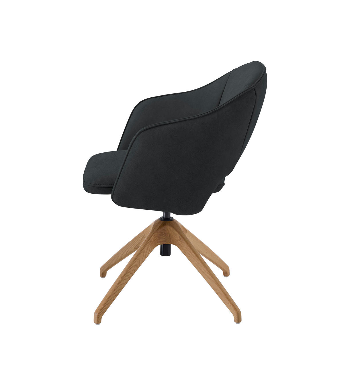 ARMLEHNSTUHL  in Echtleder naturbelassen  - Wildeiche/Graubraun, Design, Leder/Holz (63/74-90/57-73cm) - Koinor