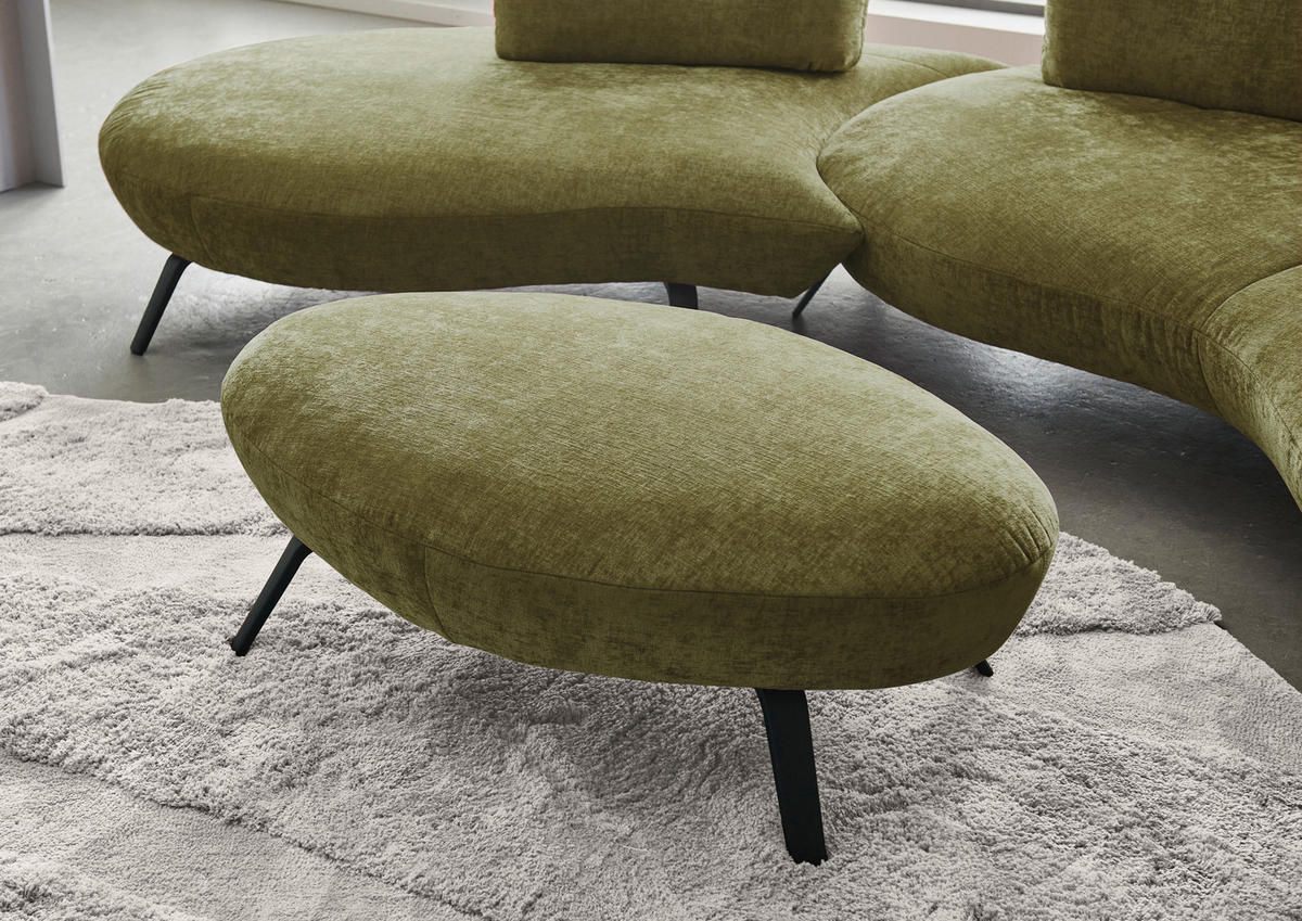 BIGSOFA Flachgewebe Olivgrün  - Schwarz/Olivgrün, Design, Textil/Metall (456/93/138cm) - Moderano