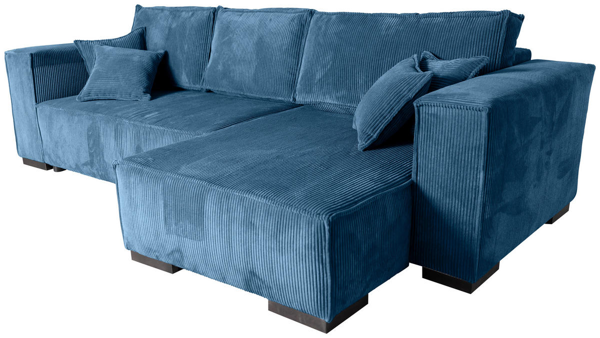 ECKSOFA in Cord Blau  - Blau/Braun, KONVENTIONELL, Holz/Textil (230/190cm) - Carryhome