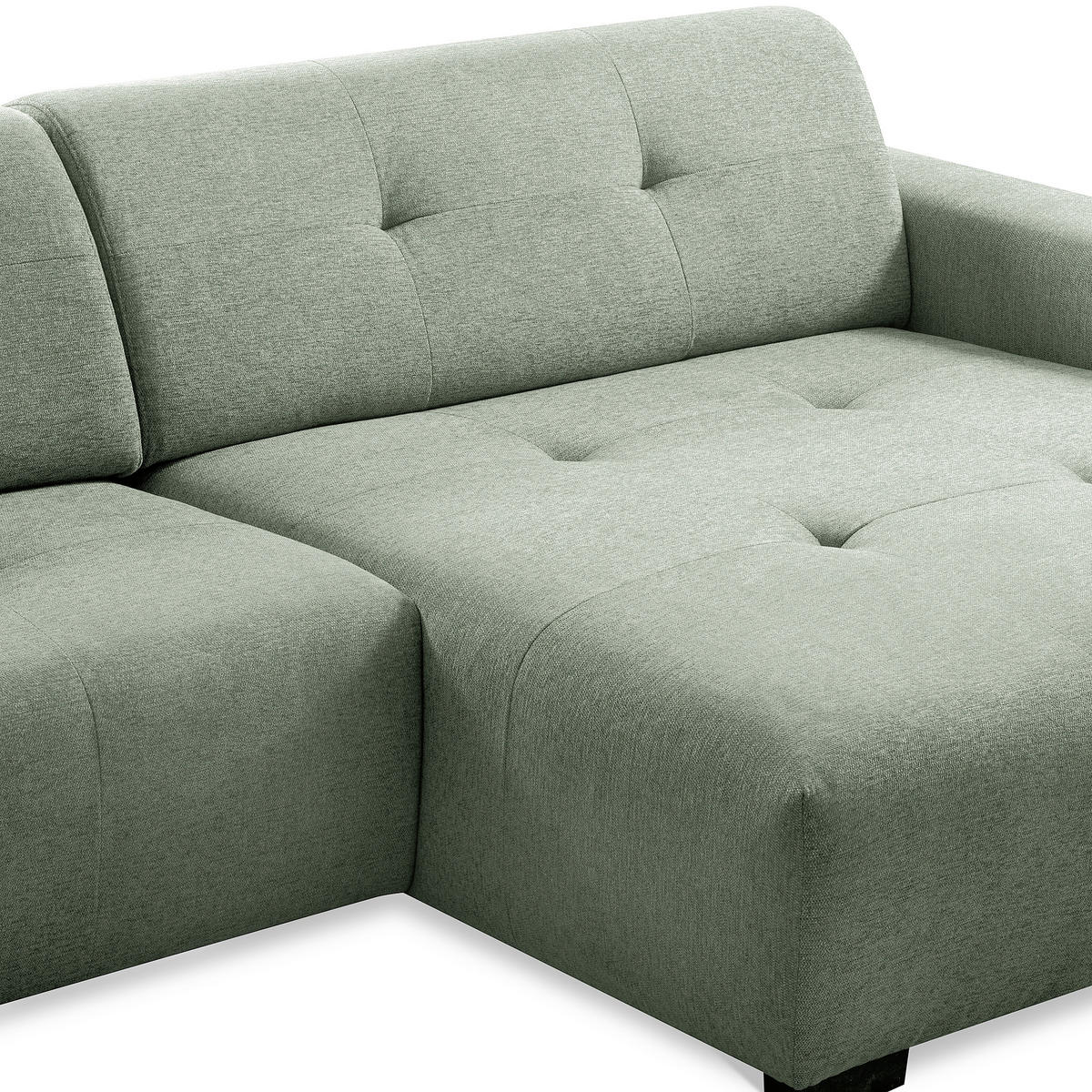 ECKSOFA AUSTIN Salbeigrün Flachgewebe Sitztiefenverstellung  - Salbeigrün/Schwarz, Design, Kunststoff/Textil (286/169cm) - Livetastic