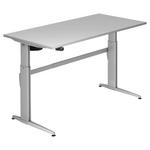 SCHREIBTISCH höhenverstellbar  - Silberfarben/Grau, KONVENTIONELL, Holzwerkstoff/Metall (160/80/72-119cm) - Venda