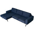 ECKSOFA in Struktur Blau  - Blau/Schwarz, Design, Textil/Metall (157/262cm) - Novel