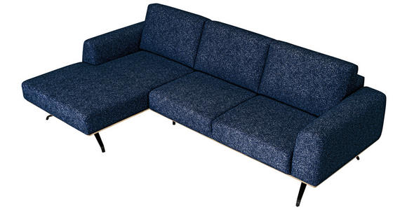 ECKSOFA in Struktur Blau  - Blau/Schwarz, Design, Textil/Metall (157/262cm) - Novel