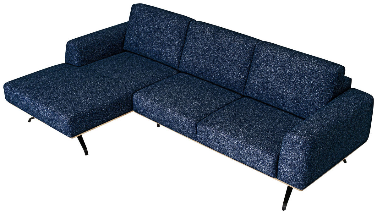 ECKSOFA in Struktur Blau  - Blau/Schwarz, Design, Textil/Metall (157/262cm) - Novel