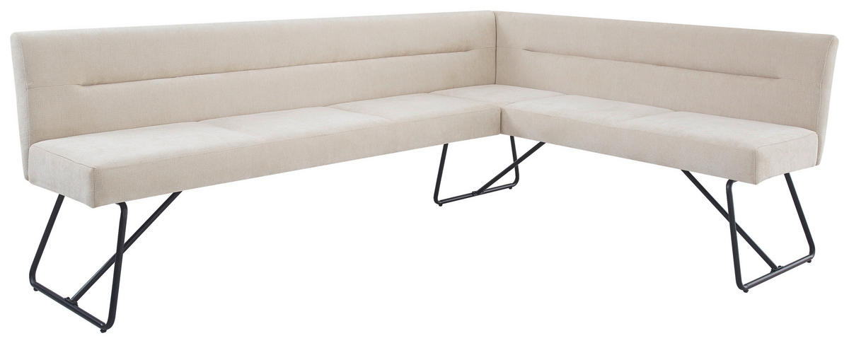 ECKBANK 225/165 cm  in Schwarz, Beige  - Beige/Schwarz, MODERN, Textil/Metall (225/165cm) - Stylife