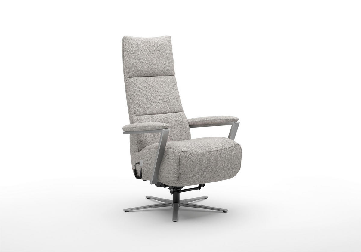 RELAXSESSEL TV VARIO COMFORT E L3 Chenille Kopfteilverstellung, Rücken echt    - Silberfarben, Basics, Textil/Metall (70/128/85cm) - Sit & More