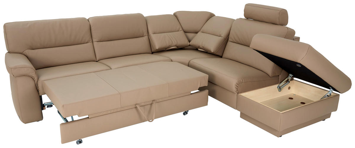 SEDEŽNA GARNITURA, pravo usnje bež  - črna/bež, Design, usnje (282/250cm) - Himolla