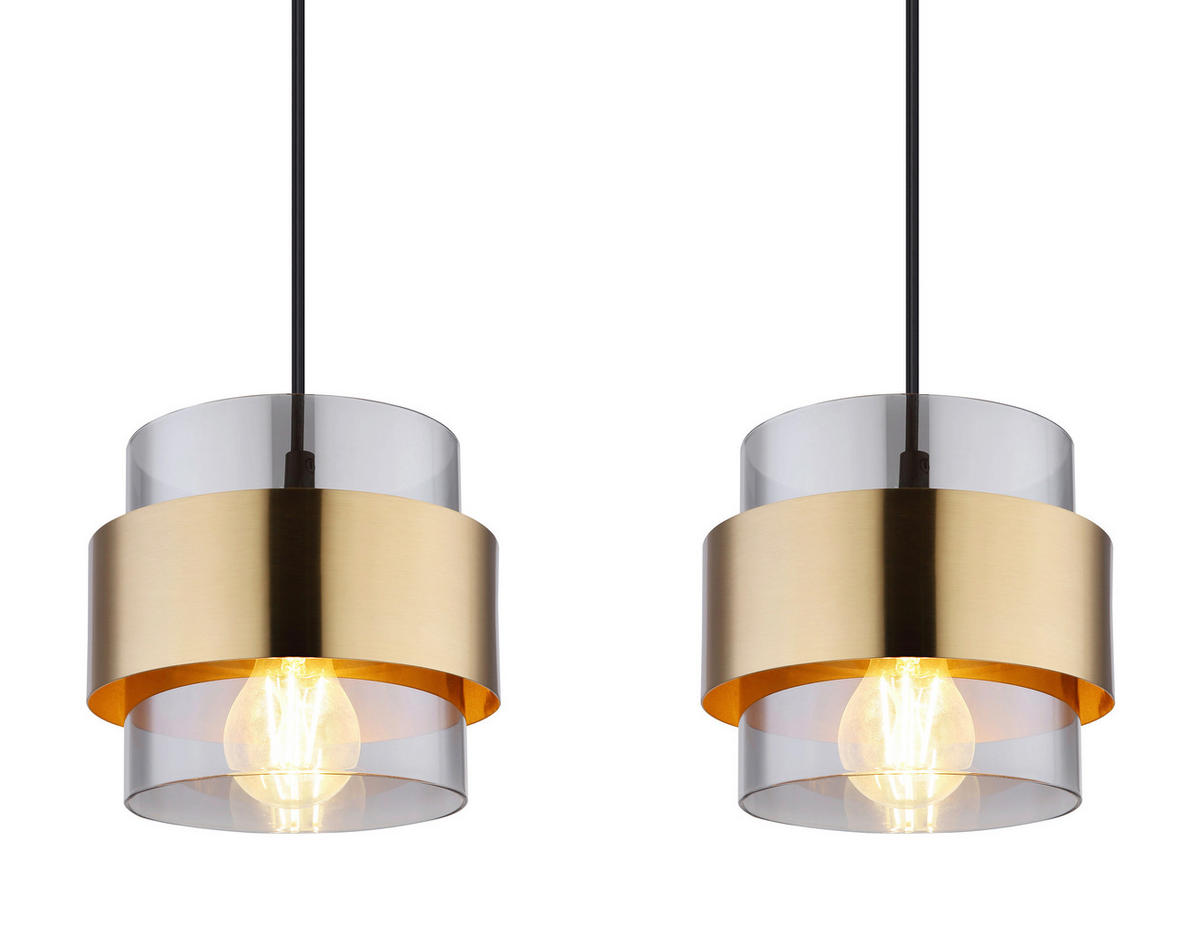 HÄNGELEUCHTE 111/18/120 cm    - Klar/Messingfarben, Design, Glas/Metall (111/18/120cm) - Globo
