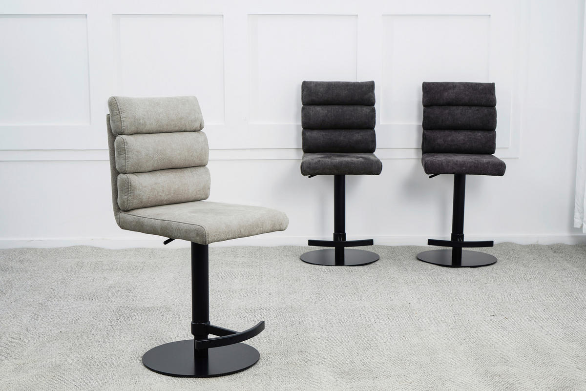 BARHOCKER Webstoff Sandfarben Eisen Stoffauswahl, Sitzfläche 360° drehbar  - Sandfarben/Schwarz, Design, Textil/Metall (42/90-117/58,5cm) - Novel