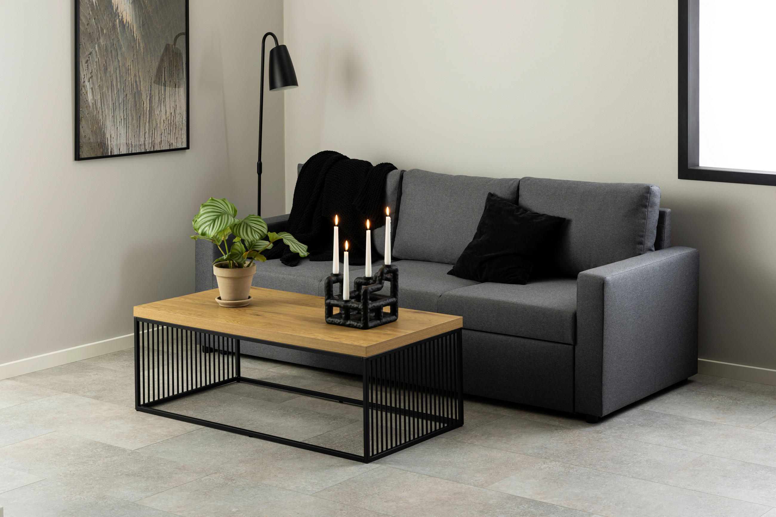 SOFFBORD i trämaterial 120/60/40 cm  - svart/ekfärgad, Design, metall/trämaterial (120/60/40cm) - Livetastic
