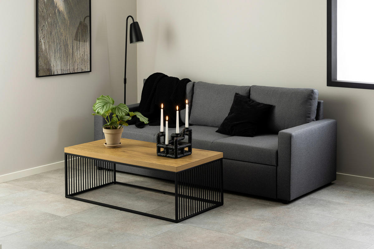TABLE BASSE in Holzwerkstoff 120/60/40 cm  - couleur de chêne/noir, Design, métal/matériau de bois (120/60/40cm) - Livetastic