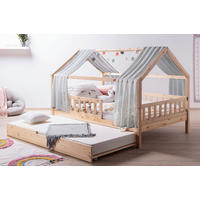 HAUSBETT 100/200 cm,  in Grau, Naturfarben  - Naturfarben/Grau, MODERN, Holz/Textil (100/200cm) - MID.YOU