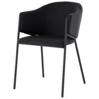 ARMLEHNSTUHL Eisen Flachgewebe  - Schwarz, Modern, Holz/Textil (53/77/60cm) - MID.YOU