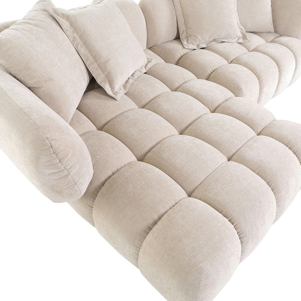 ECKSOFA in Flachgewebe Beige  - Beige/Schwarz, Konventionell, Kunststoff/Textil (156/262cm) - Carryhome