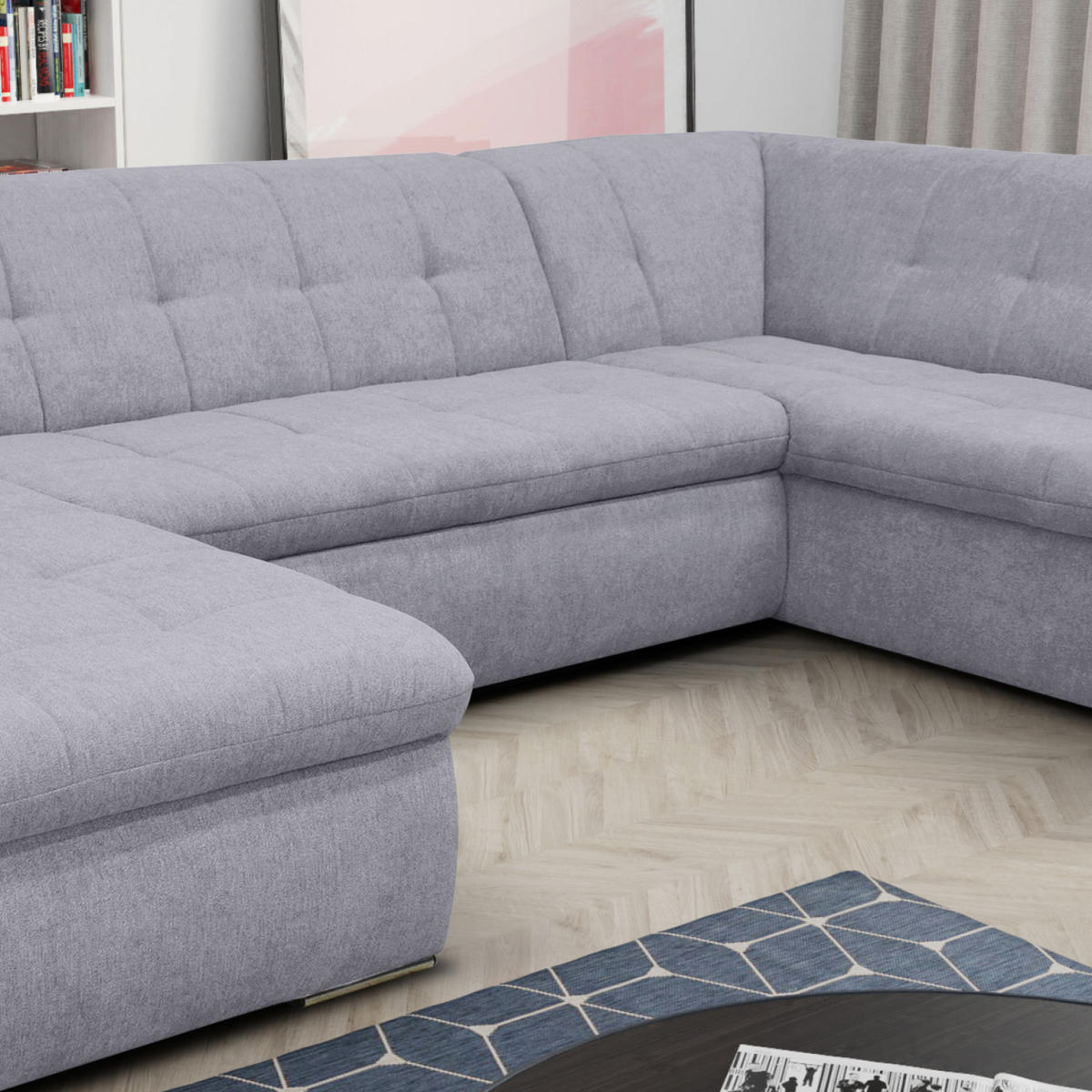 WOHNLANDSCHAFT Grau Mikrofaser  - Chromfarben/Grau, KONVENTIONELL, Textil/Metall (172/353/216cm) - MID.YOU