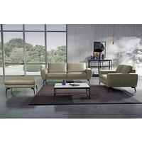 3-SITZER-SOFA Echtleder Grau, Schwarz  - Schwarz/Grau, Design, Leder/Metall (207/85/92cm) - P & B