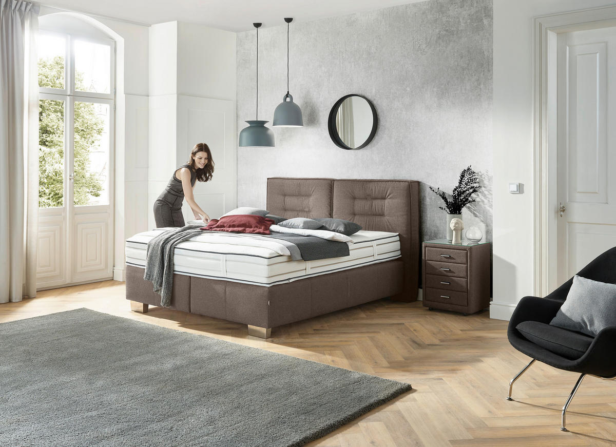 BOXSPRINGBETT 200/200 cm  in Braun  - Chromfarben/Braun, KONVENTIONELL, Textil (200/200cm) - Dieter Knoll