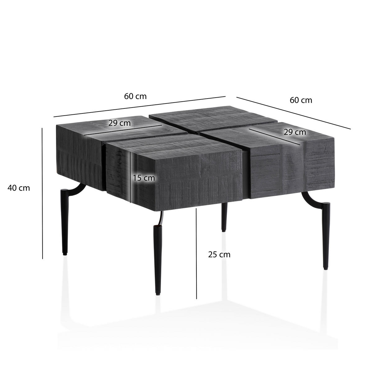 SOFFBORD i trä 60/60/40 cm  - svart, Design, metall/trä (60/60/40cm) - Livetastic