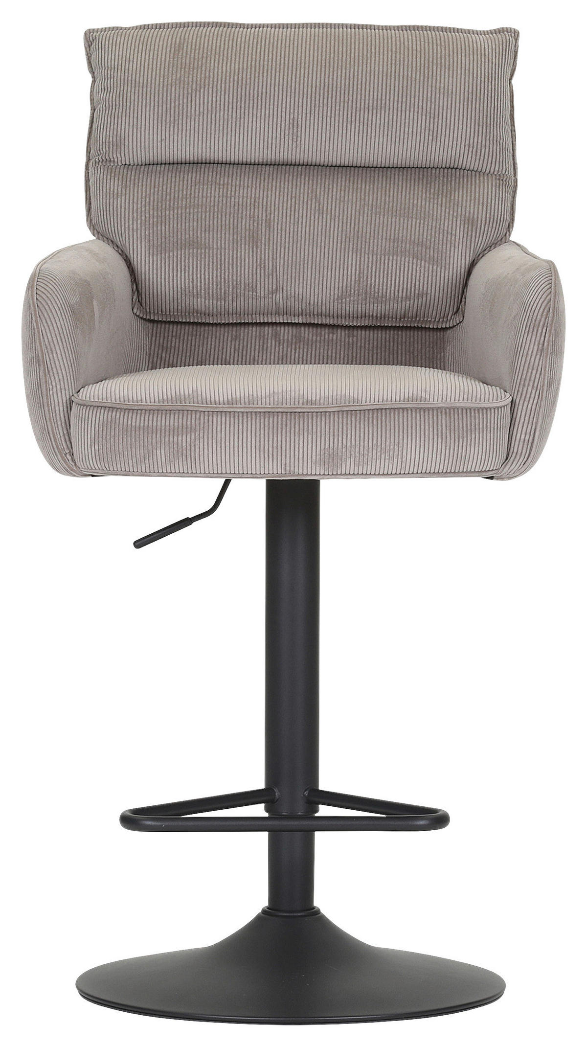 BARHOCKER Cord Taupe Stoffauswahl, Sitzfläche 360° drehbar  - Taupe/Schwarz, Design, Textil/Metall (54/98-120/58cm) - Novel