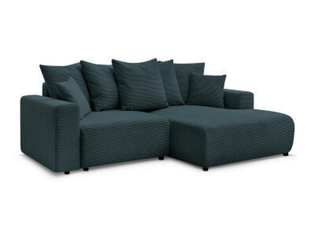 ECKSOFA Ottomane rechts  ATILLA Dunkelblau Cord  - Schwarz/Dunkelblau, MODERN, Kunststoff/Textil (244/149cm)