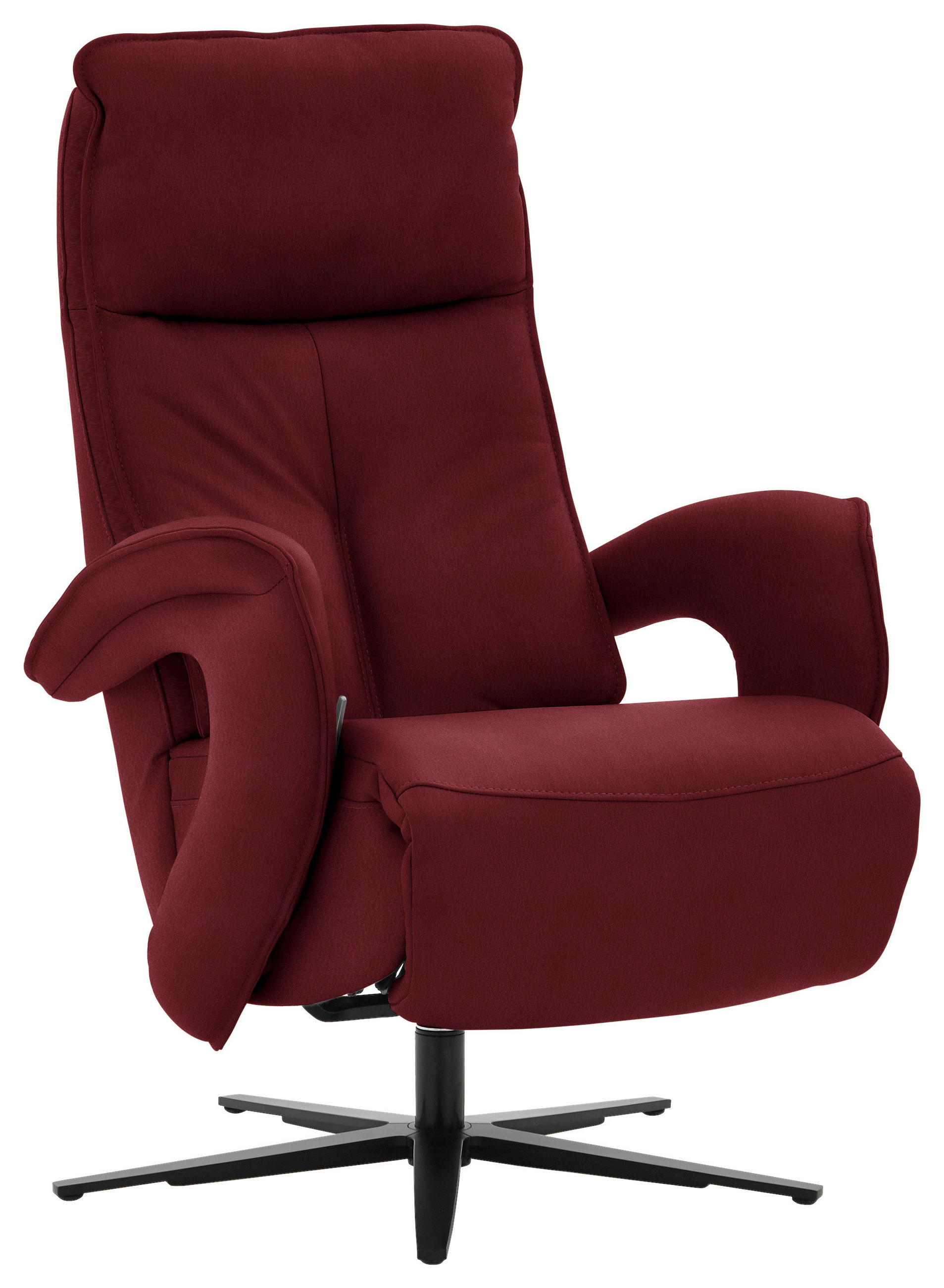 RELAXSESSEL in Leder Rot  - Rot/Schwarz, Design, Leder/Metall (77/110/87cm) - Valdera