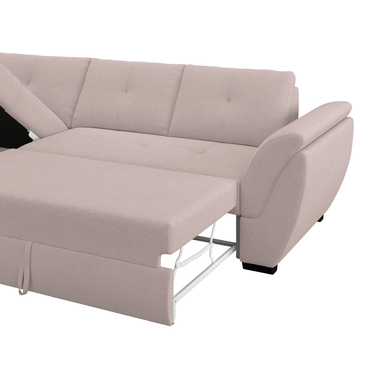 ECKSOFA Greige  - Greige/Schwarz, Konventionell, Kunststoff/Textil (187/278cm) - MID.YOU