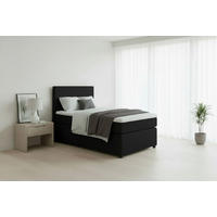 BOXSPRINGBETT 90/200 cm,  in Graphitfarben, Matratze, Topper, H3 = fest  - Schwarz/Graphitfarben, MODERN, Kunststoff/Textil (90/200cm) - MID.YOU