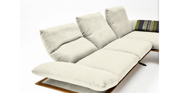 ECKSOFA in Flachgewebe Creme 314/159 cm - Creme/Schwarz, Design, Holz/Textil (314/159cm) - Dieter Knoll