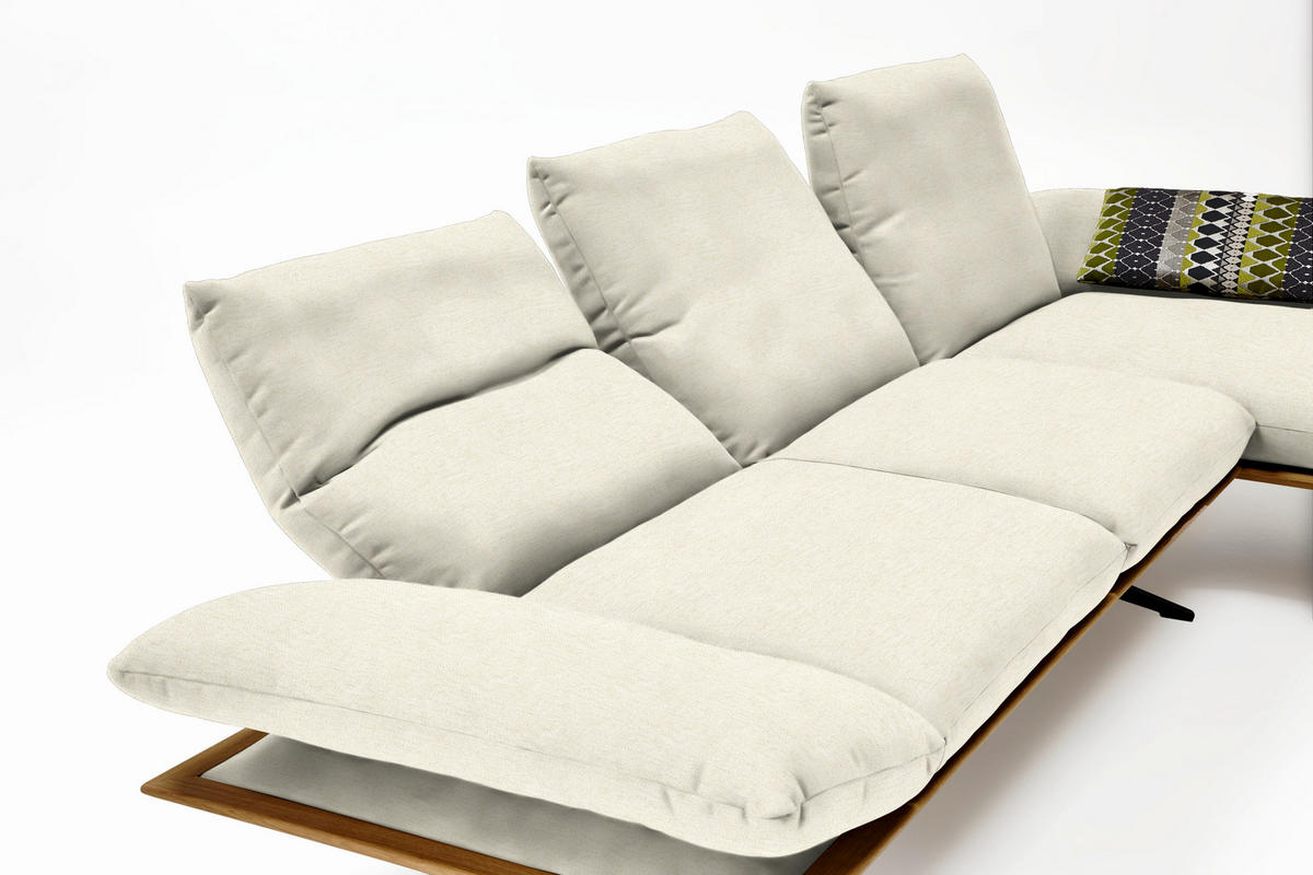 ECKSOFA in Flachgewebe Creme  - Creme/Schwarz, Design, Holz/Textil (314/159cm) - Dieter Knoll