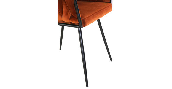 ARMLEHNSTUHL  in Samt  - Dunkelorange/Schwarz, LIFESTYLE, Textil/Metall (60/78/55cm) - Ambia Home