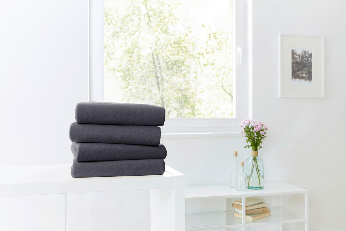 SPANNBETTTUCH ALERT  - Anthrazit, Basics, Textil (100/200cm) - Novel