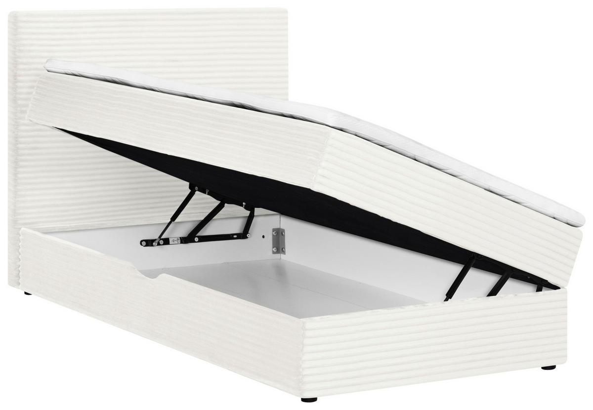 BOXBETT 120/200 cm,  in Naturfarben, Matratze, Bettkasten, Topper, H3 = fest  - Schwarz/Naturfarben, Trend, Kunststoff/Textil (120/200cm) - Boxxx