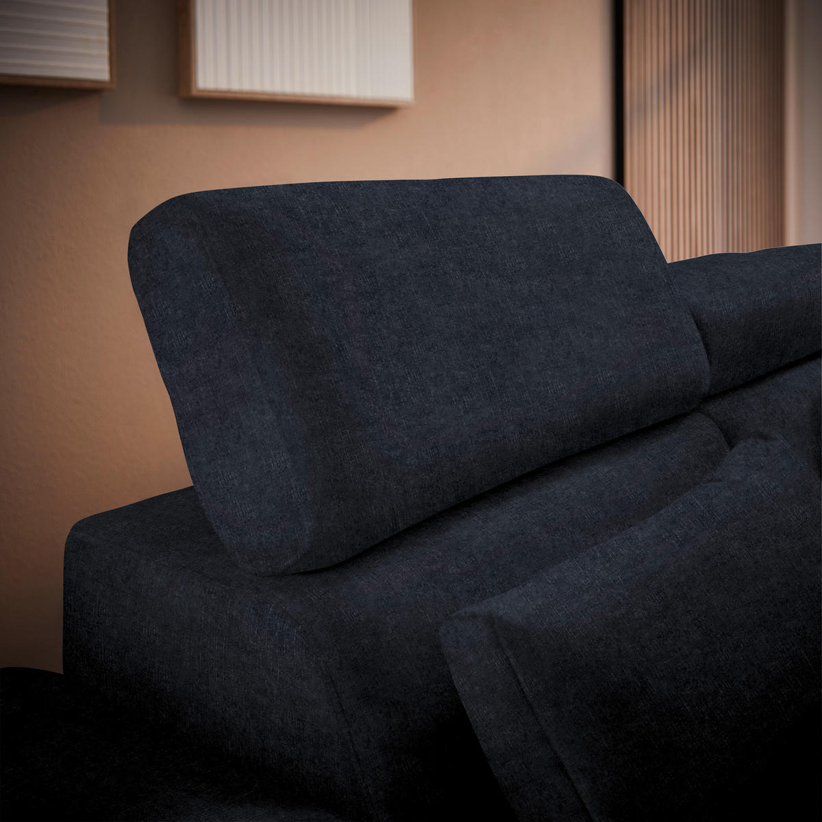 ECKSOFA Dunkelgrau Velours  - Dunkelgrau/Schwarz, Design, Textil/Metall (299/264cm) - Novel