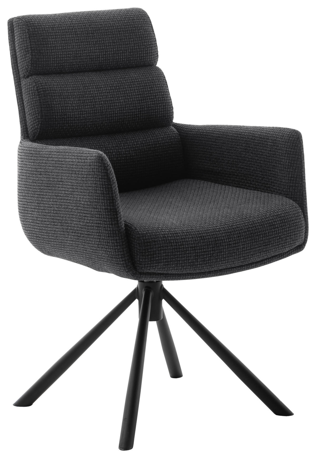 ARMLEHNSTUHL  in Stahl Webstoff  - Anthrazit/Schwarz, Design, Textil/Metall (61/90/64cm) - Dieter Knoll