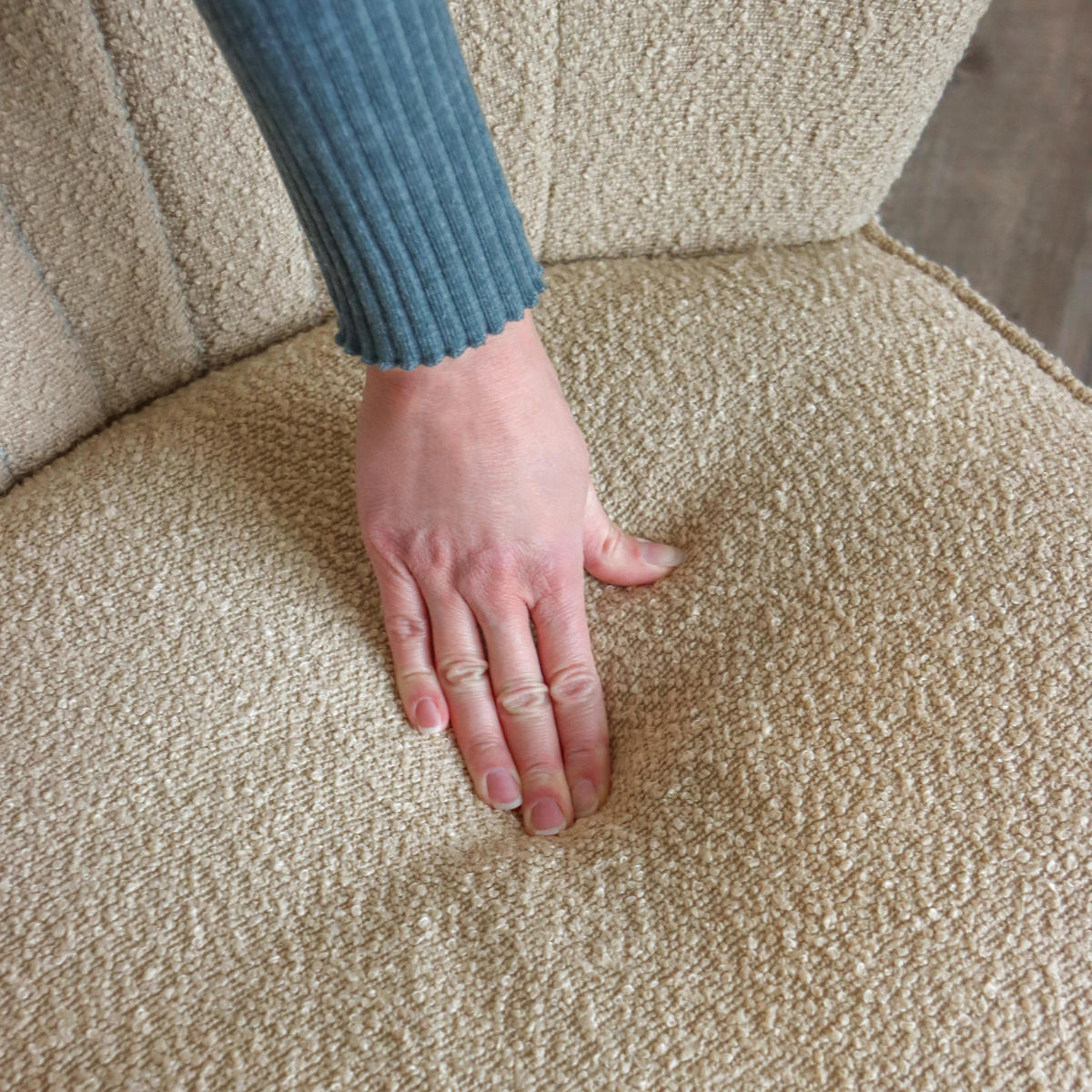 LOUNGESESSEL Bouclé Beige    - Beige/Schwarz, MODERN, Holz/Textil (72/77/65cm) - MID.YOU