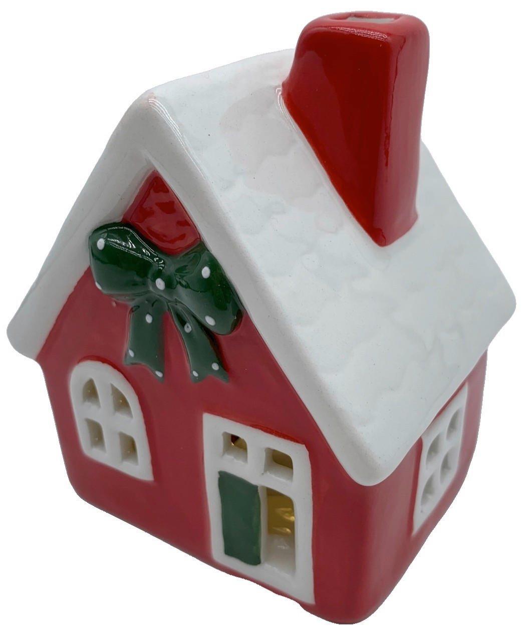 DEKOHAUS - Weiss/Rot, Lifestyle, Keramik (9,1/10,9/7,4cm)