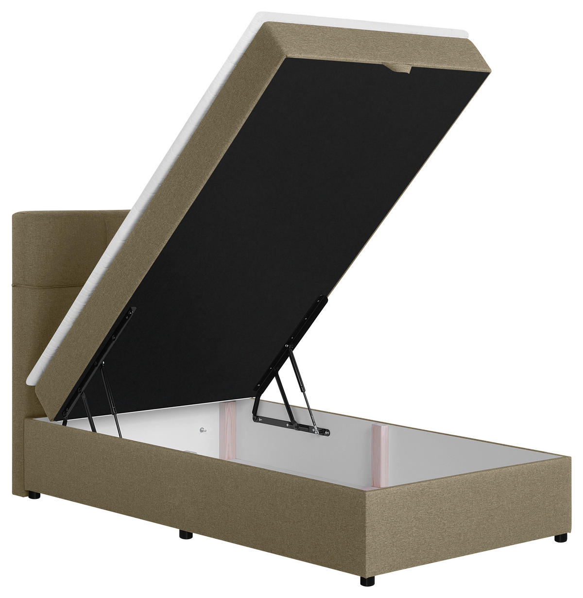 BOXBETT 100/200 cm,  in Beige, Bettkasten, Topper,  - Beige/Schwarz, MODERN, Kunststoff/Textil (100/200cm) - MID.YOU