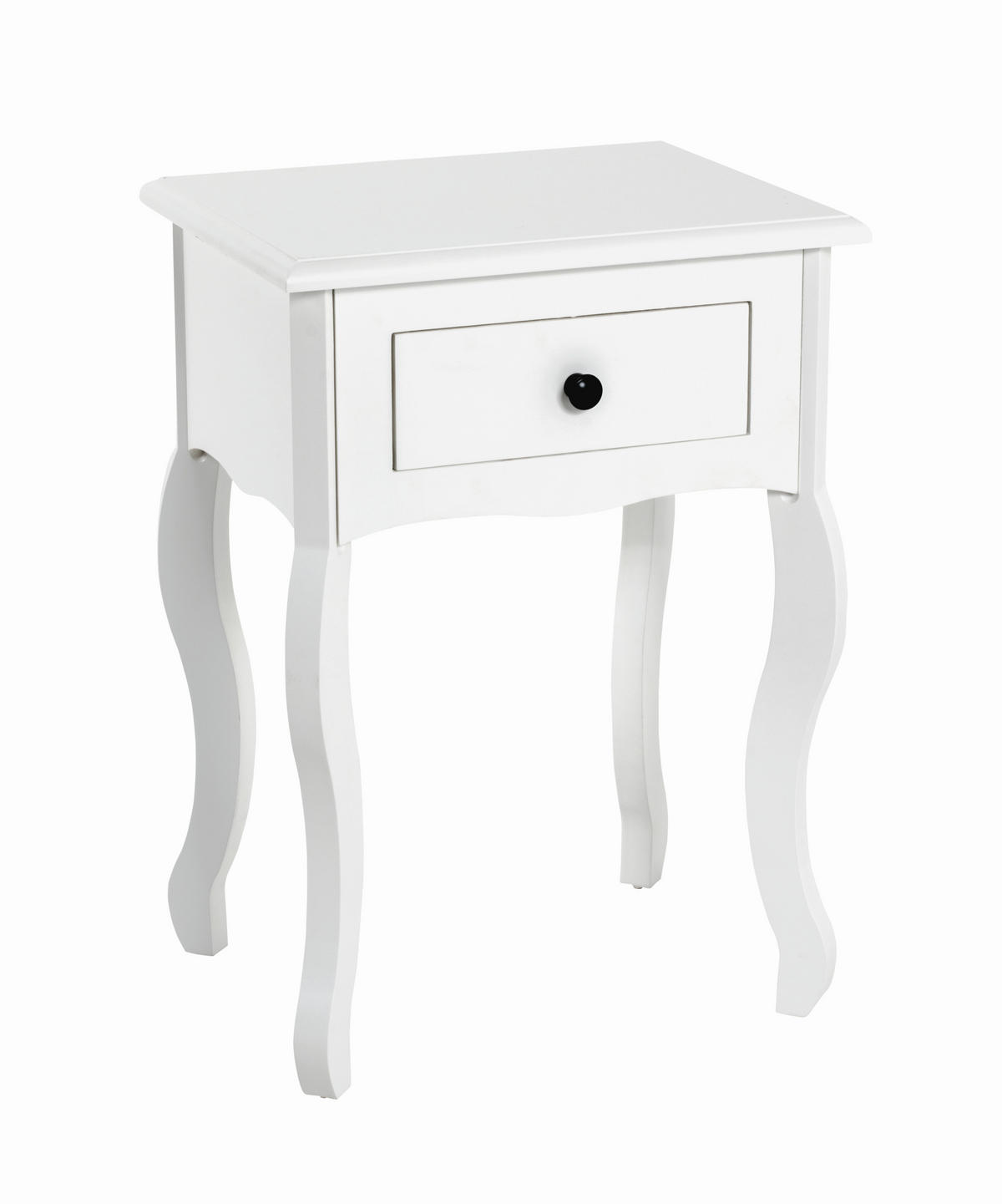 SÄNGBORD i massiv paulownia vit  - vit/svart, Romantik / Lanthus, trämaterial/trä (40/58/32cm) - Best Price