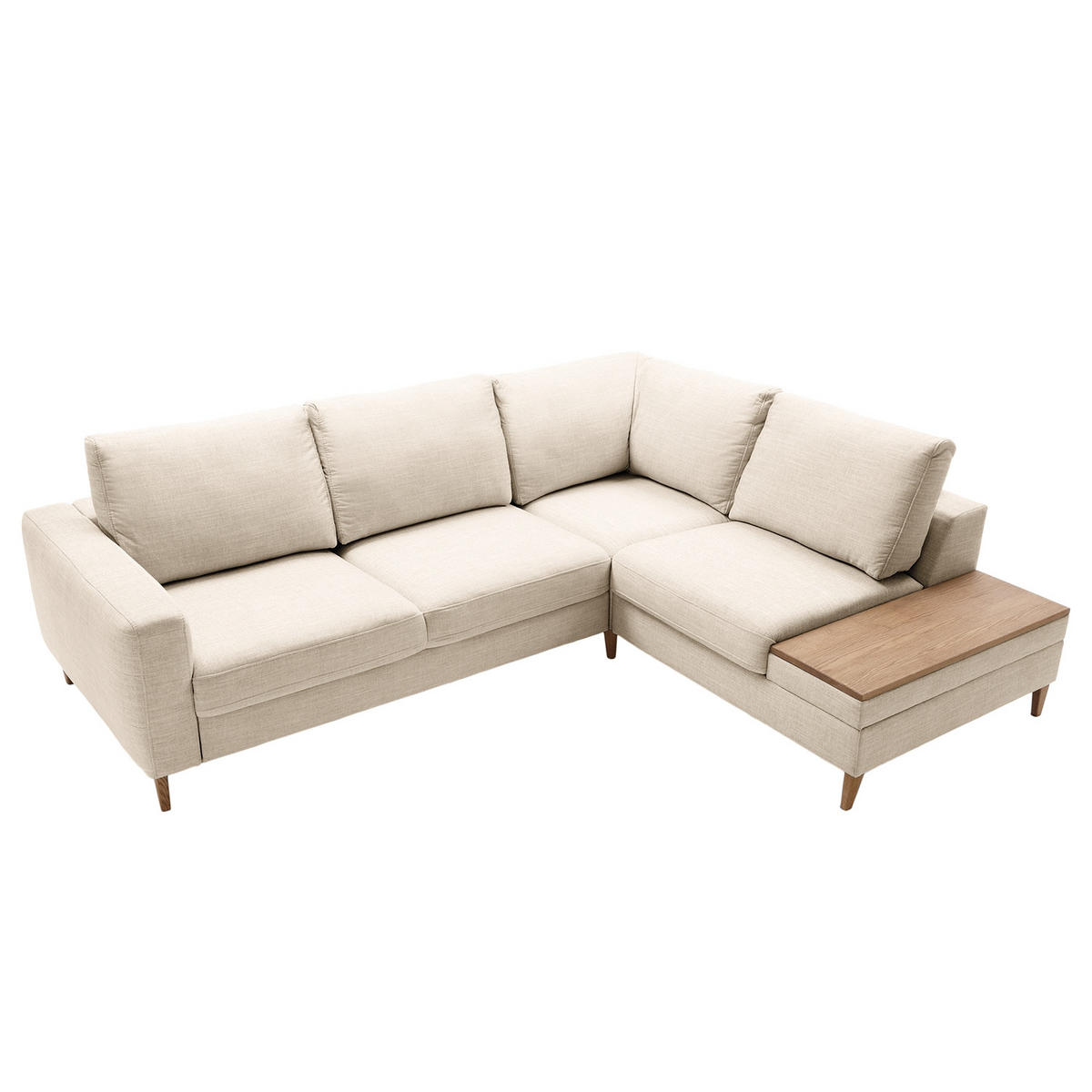 ECKSOFA in Webstoff Silberfarben  - Eschefarben/Silberfarben, Modern, Holz/Textil (260/90/204cm) - Trendmanufaktur