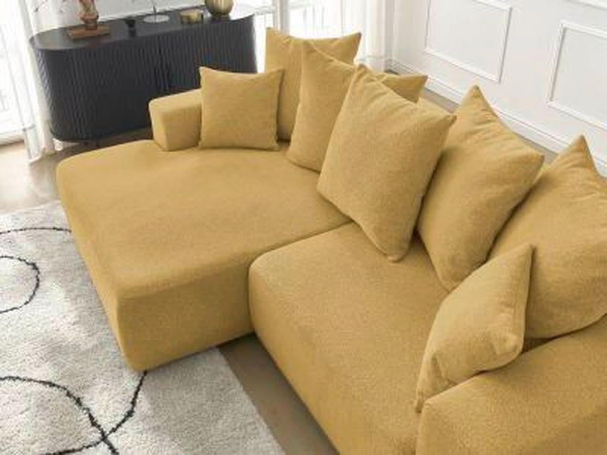 ECKSOFA Ottomane links  ATILLA Gelb Flachgewebe  - Gelb/Schwarz, MODERN, Kunststoff/Textil (149/244cm)