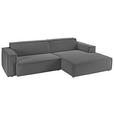 ECKSOFA in Feincord Anthrazit  - Anthrazit/Schwarz, KONVENTIONELL, Kunststoff/Textil (276/168cm) - Hom`in