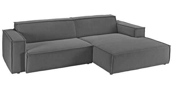 ECKSOFA in Feincord Anthrazit  - Anthrazit/Schwarz, KONVENTIONELL, Kunststoff/Textil (276/168cm) - Hom`in